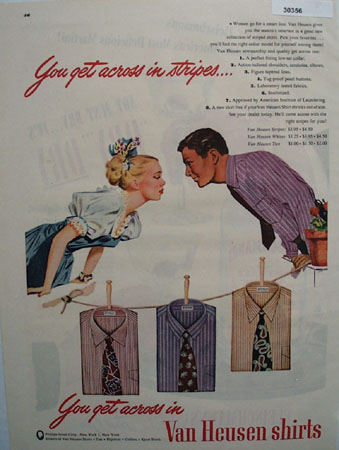 Van Heusen Shirts Get Across In Stripes Ad 1947