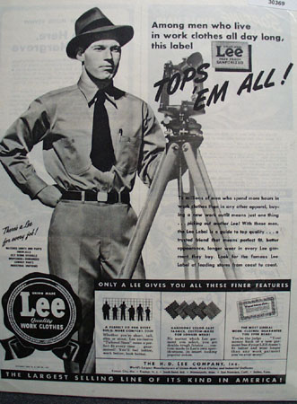 Lee Work Clothes Surveyor At Work Ad 1944