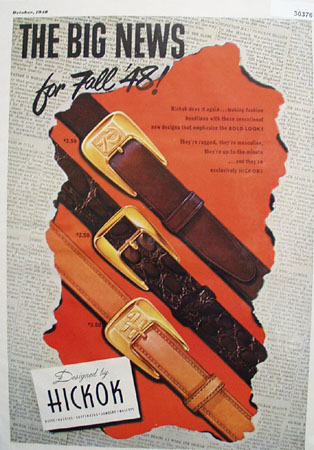 Hickok Belts The Big News For Fall 48 Ad 1948