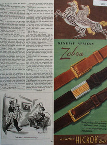 Hickok Genuine African Zebra Belts Ad 1945
