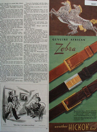 Hickok Genuine African Zebra Belts Ad 1945