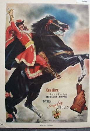 Gates Mills Cavalier Man on Rearing Horse Ad 1949