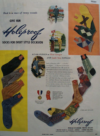Holeproof Mens Socks Fathers Day Ad 1951