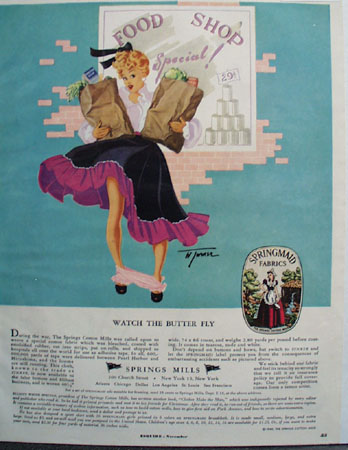Spring Mills Watch The Butter Fly Ad 1949