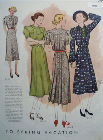 Ladies Spring Vacation Fashions Patterns Ad 1937