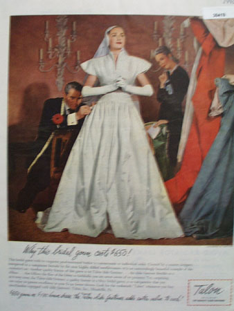 Talon Fastener Bridal Gown 650.00 Ad 1946