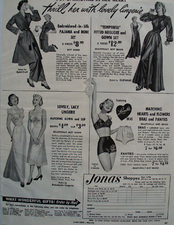 Jonas Shoppes Lovely Lingerie Ad 1951