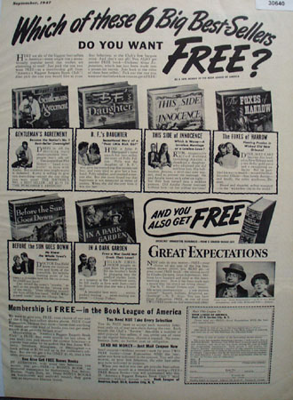 Book League of America Great Expectations Ad 1947