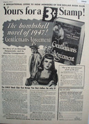 Doubleday Book Club Yours For 3 Cent Stamp Ad 1947