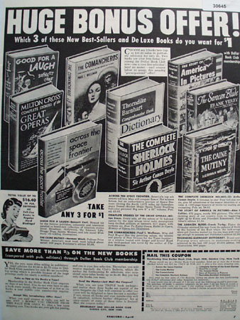 Doubleday Book Club Huge Bonus Offer Ad 1953
