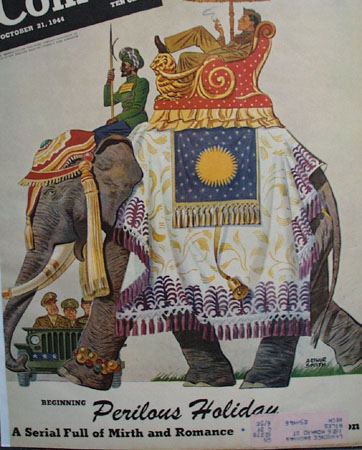 Colliers Magazine Cover 10 21 44 Soldier on Elephant 1944