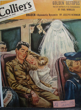 Colliers Magazine Cover Bride On Train 1945