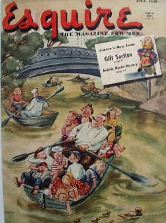 Esquire Magazine Cover Boats Under Bridge 1948