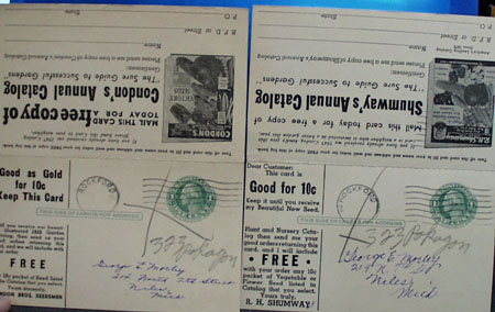 Advertising post cards with unused 1 cent Martha Washington