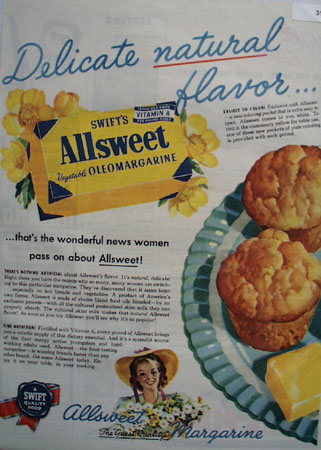 Swifts Allsweet Oleomargarine The Guest Quality 1945 Ad