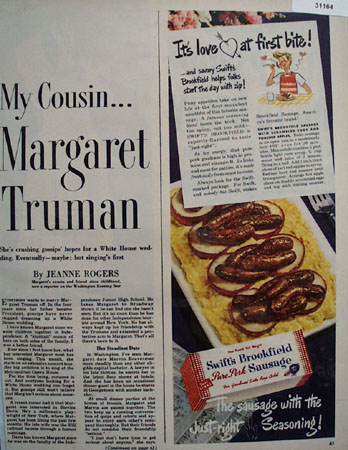 Swifts Brookfield Pure Pork Sausage 1949 Ad
