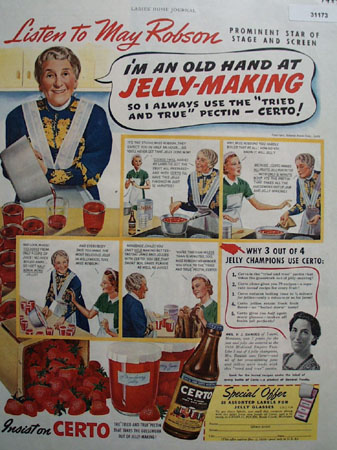 Certo for Jelly Making says May Robson 1939 Ad