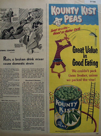 Kounty Kist Peas 1951 Ad
