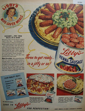 Libbys Wife Saver Meals 1950 Ad