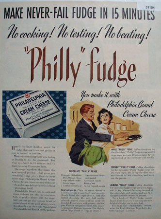 Philadelphia Cream Cheese Philly Fudge 1951 Ad