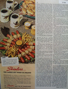 Skinless grilled Frankfurters 1946 Ad