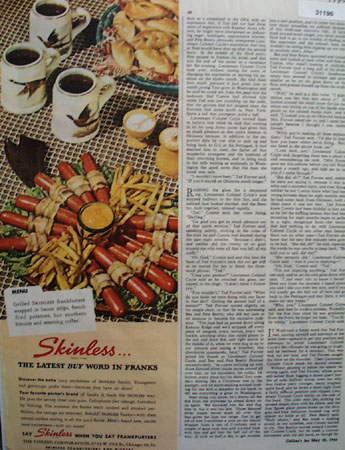 Skinless grilled Frankfurters 1946 Ad