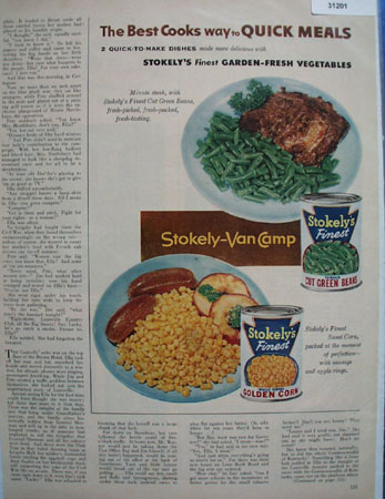 Stokleys Garden Fresh Vegetables 1954 Ad