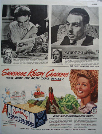 Sunshine Krispy Crackers 1943 Ad