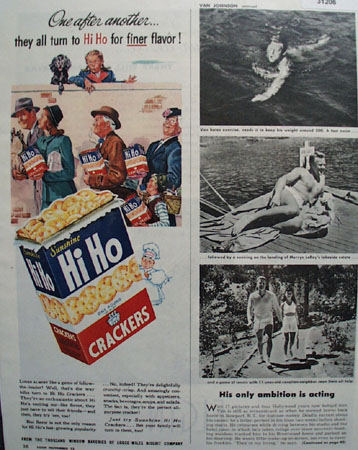 Sunshine Hi Ho crackers 1945 Ad