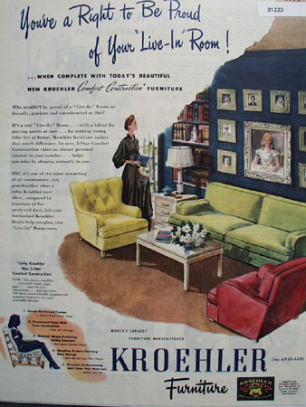 Kroehler Comfort construction furniture 1945 Ad