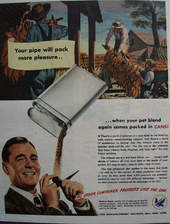 Can Manufactures Tobacco Containers 1945 Ad