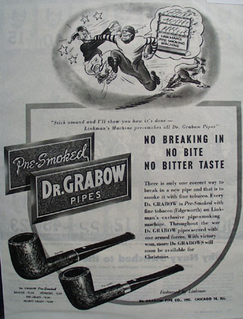 Grabow Pipe Co. Dr. Grabow Pipes 1945 Ad