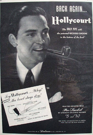 Linkman Hollycourt Pipe With Recessed groove 1947 Ad
