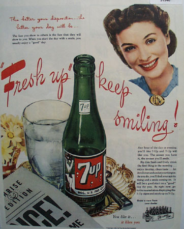 7 UP Fresh up Keep Smiling 1945 Ad