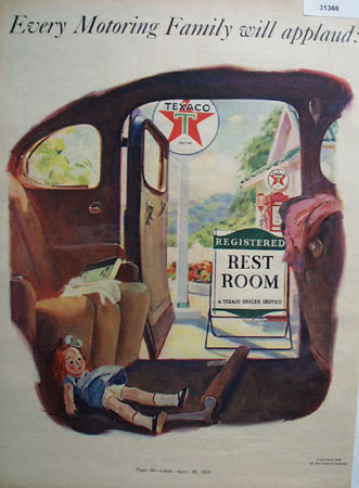 Texaco Registered Rest Room 1938 Ad