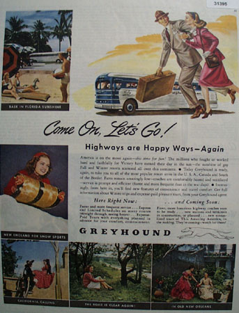 Greyhound Bus Come on Lets Go 1945 Ad