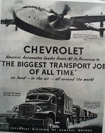 Chevrolet Biggest Transport Job. 1945 Ad