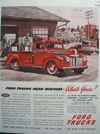 Ford trucks Mean Business 1946 Ad