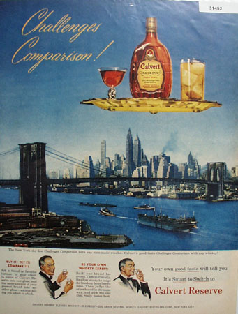 Calvert Whiskey Comparison 1950 Ad