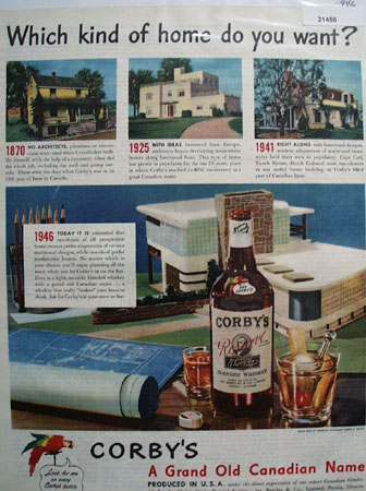 Corbys Whiskey Homes 1946 Ad