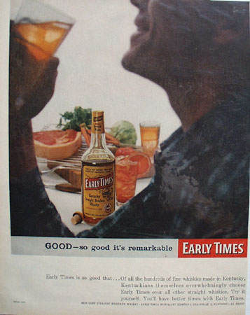 Early Times Kentucky Bourbon Whiskey 1952 Ad