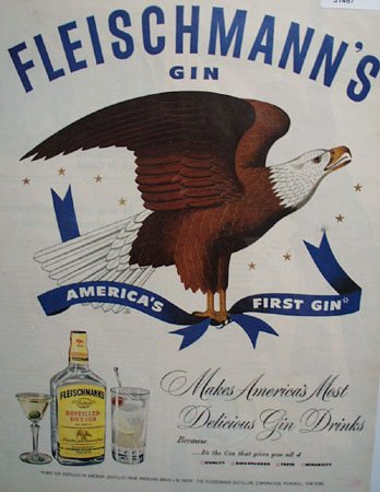 Fleischmanns Gin Eagle 1951 Ad