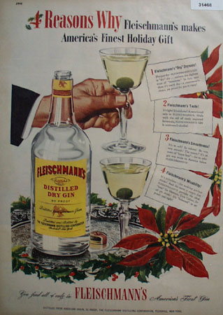 Fleischmanns Holiday Gin 1947 Ad
