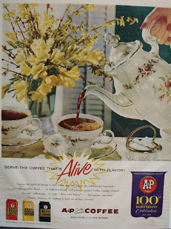 A and P Coffee Alive With Flavor Ad 1959