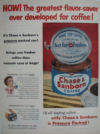 Chase and Sanborn Dome Top Coffee Ad 1954