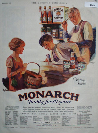 Monarch Coffee Willing Service Ad 1927
