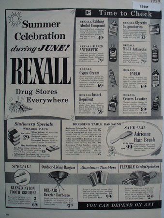 Rexall Drug Stores June Celebration Ad 1954