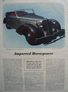 Imported Foreign Sports Cars Article 1948