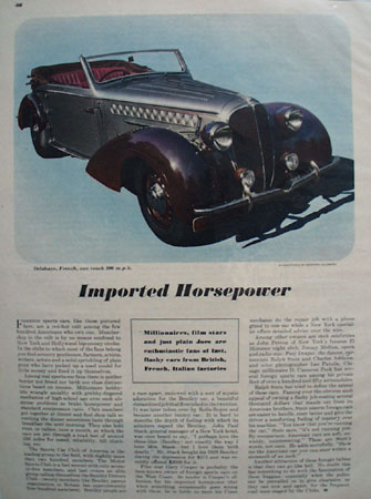 Imported Foreign Sports Cars Article 1948