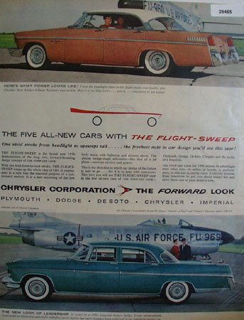 Chrysler Cars With Flight Sweep Ad 1955